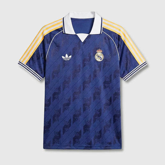 Camisola de Viagem Real Madrid 25/26 - Azul Marinho com Gola Dourada