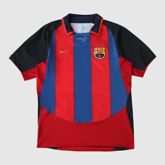 Camisola Retro Barcelona Principal 2003/04 - Preta Painéis nos Ombros