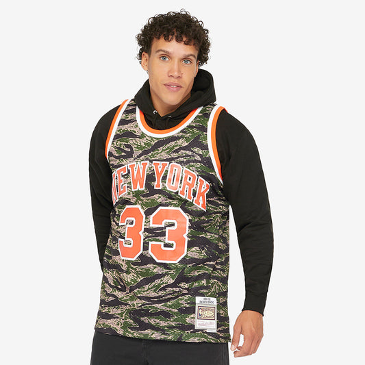 Canotta New York Knicks Patrick Ewing 91 Swingman Mimetica Tigrata