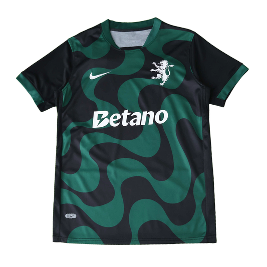 Maglia Sporting Lisbona Away 25/26 - Nera con Onde Verdi