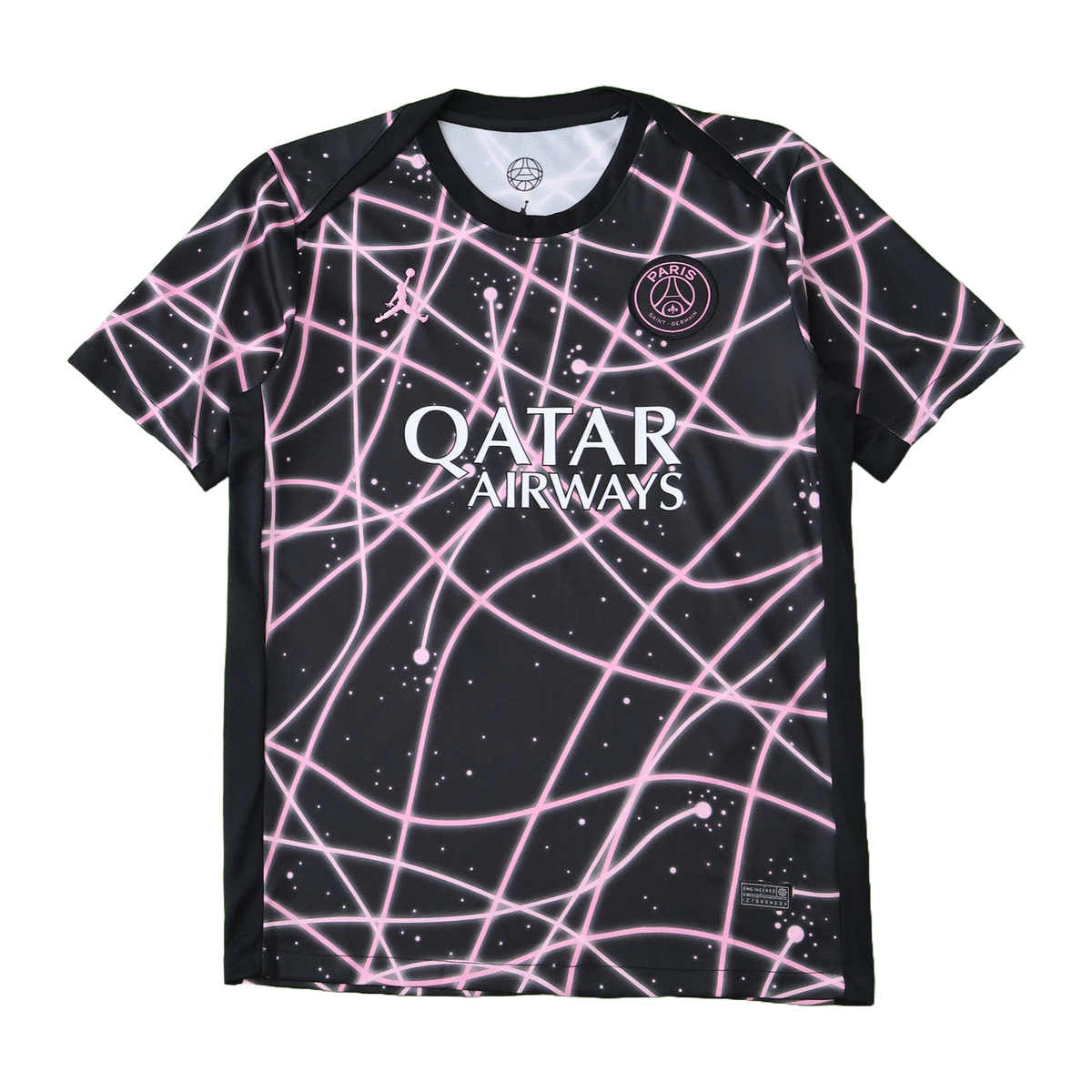 Maglia Pre-Partita Paris Saint-Germain 25/26 - Nera con Linee Rosa