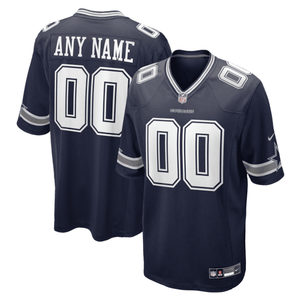 Dallas Cowboys Custom Game Jersey Navy - Navy Silver Trim