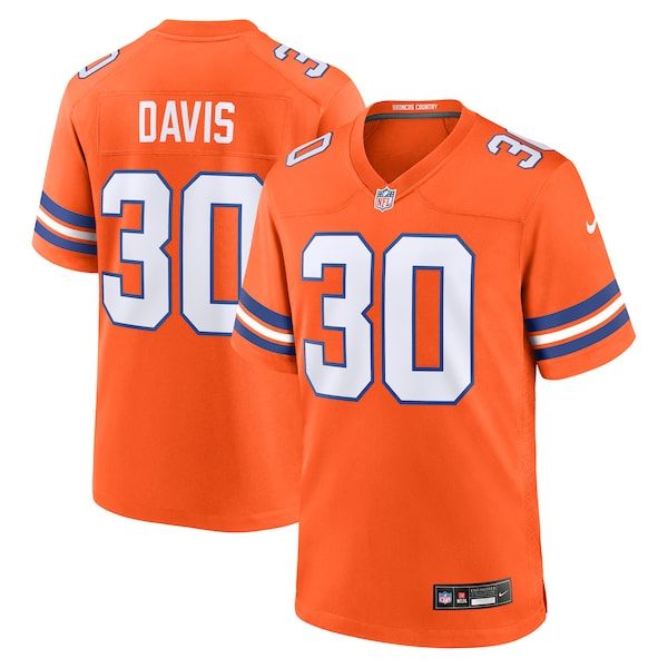 Denver Broncos Terrell Davis Mile High Collection 1977 Throwback Retired Player Game Jersey Orange - photo 2